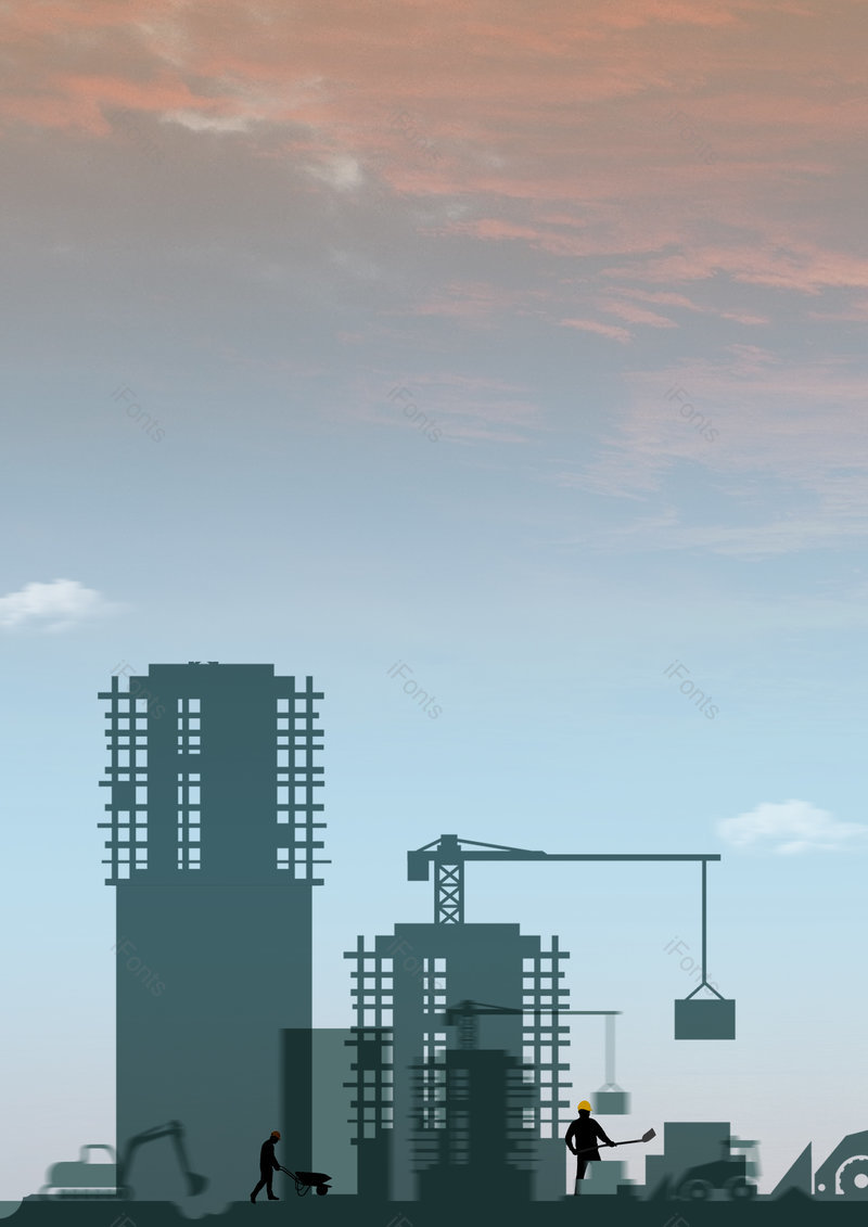 劳动节城市背景图吊车剪影城市施工,插画/手绘图,插画/手绘图库,插画/手绘图下载,插画/手绘